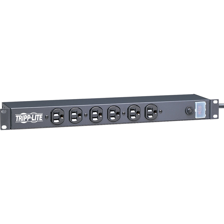 Tripp Lite by Eaton 1U Rack-Mount Power Strip, 120V, 15A, 5-15P, 12 Outlets (6 Front-Facing, 6-Rear-Facing), 15 ft. (4.57 m) Cord RS-1215