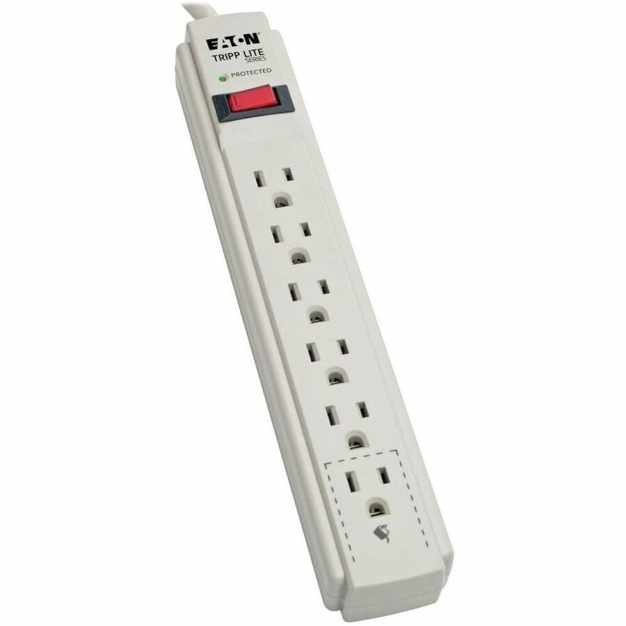 Eaton Tripp Lite Series Protect It! 6-Outlet Surge Protector, 8 ft. (2.43 m) Cord, 990 Joules, Low-Profile Right-Angle 5-15P plug TLP608