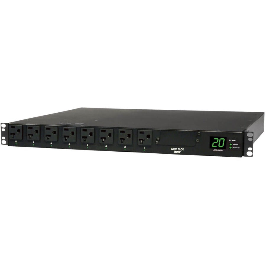 Tripp Lite by Eaton 1.9kW Single-Phase Local Metered Automatic Transfer Switch PDU, 2 120V L5-20P / 5-20P Inputs, 16 5-15/20R Outputs, 1U, TAA PDUMH20AT