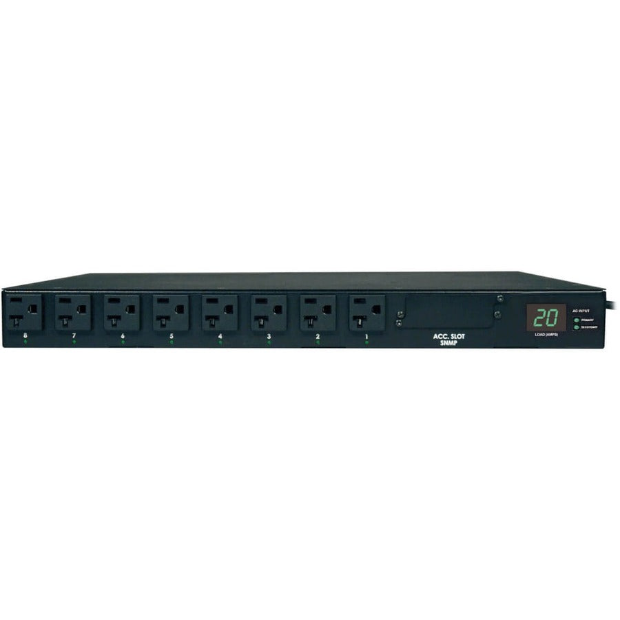 Tripp Lite by Eaton 1.9kW Single-Phase Local Metered Automatic Transfer Switch PDU, 2 120V L5-20P / 5-20P Inputs, 16 5-15/20R Outputs, 1U, TAA PDUMH20AT