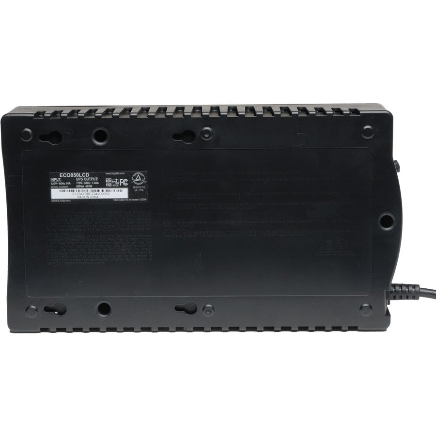 Tripp Lite by Eaton 850VA 425W Standby UPS - 12 NEMA 5-15R Outlets, 120V, 50/60 Hz, USB, LCD, ENERGY STAR, Desktop/Wall - Battery Backup ECO850LCD