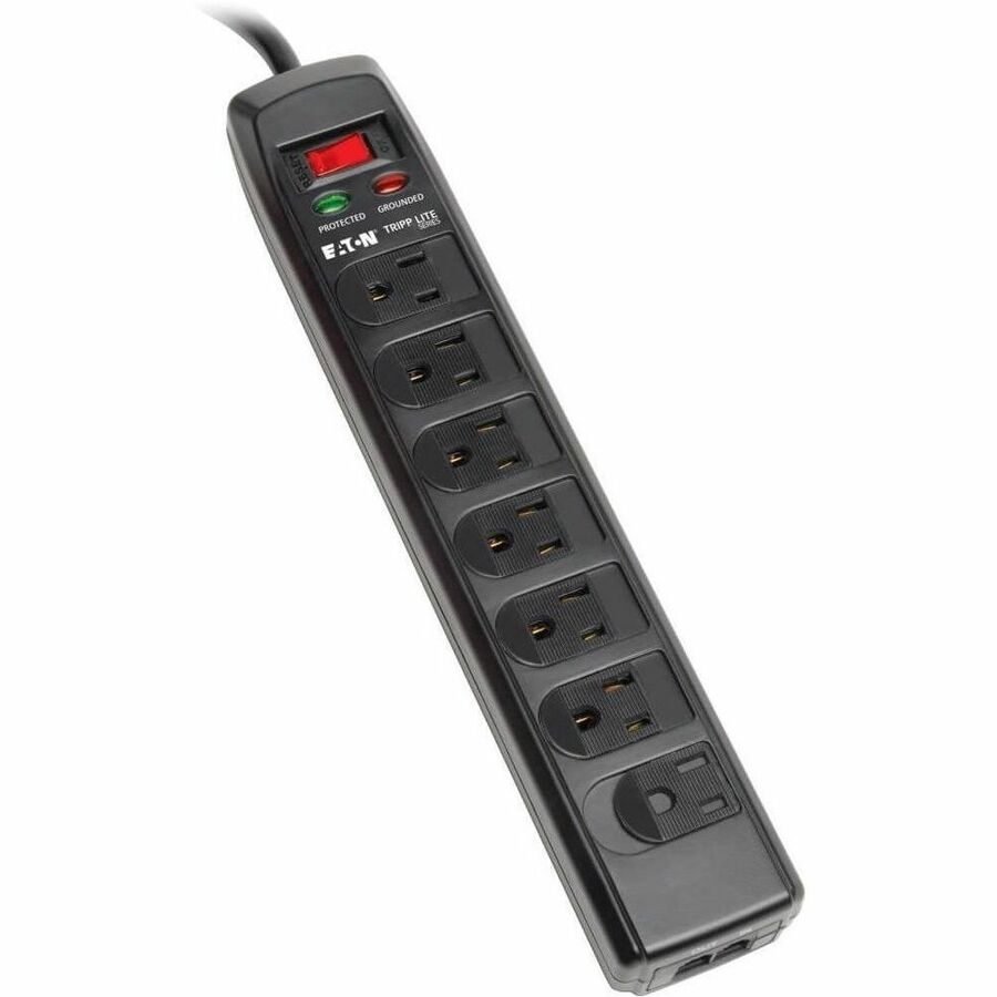 Eaton Tripp Lite Series Protect It! 7-Outlet Surge Protector, 6 ft. (1.83 m) Cord, 1440 Joules, Tel/Modem Protection, Safety Covers TLP706TELC