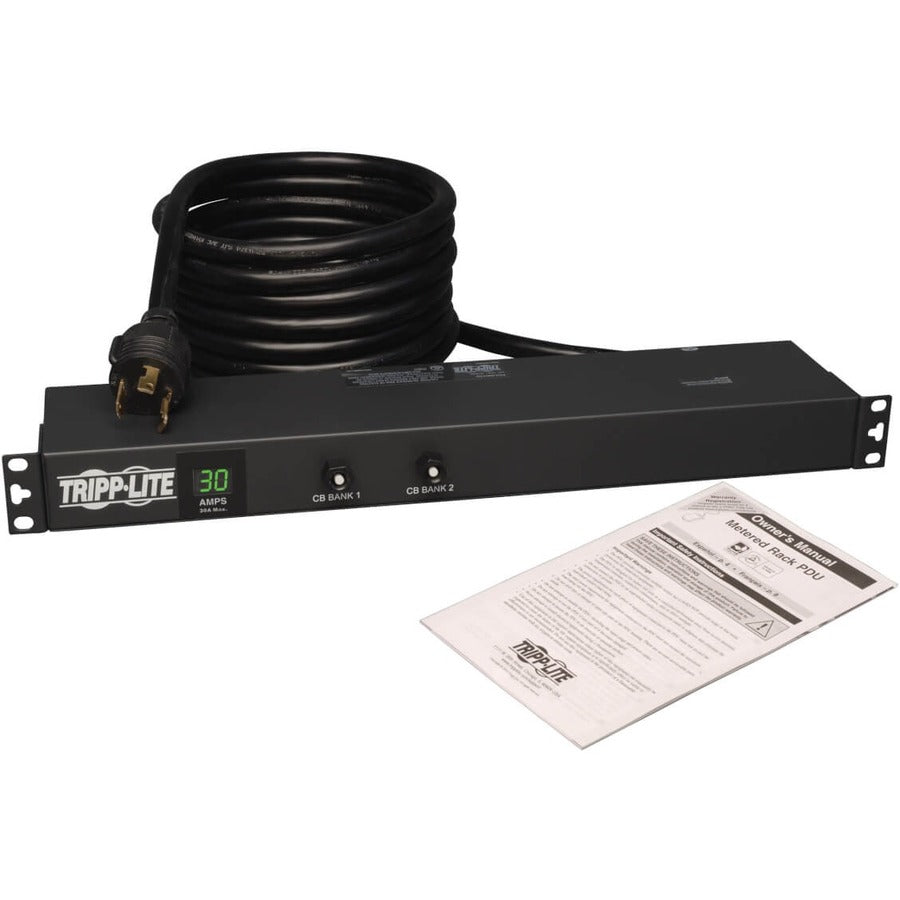 Tripp Lite by Eaton 2.9kW Single-Phase Local Metered PDU, 120V Outlets (12 5-15/20R), L5-30P, 15 ft. (4.57 m) Cord, 1U Rack-Mount PDUMH30