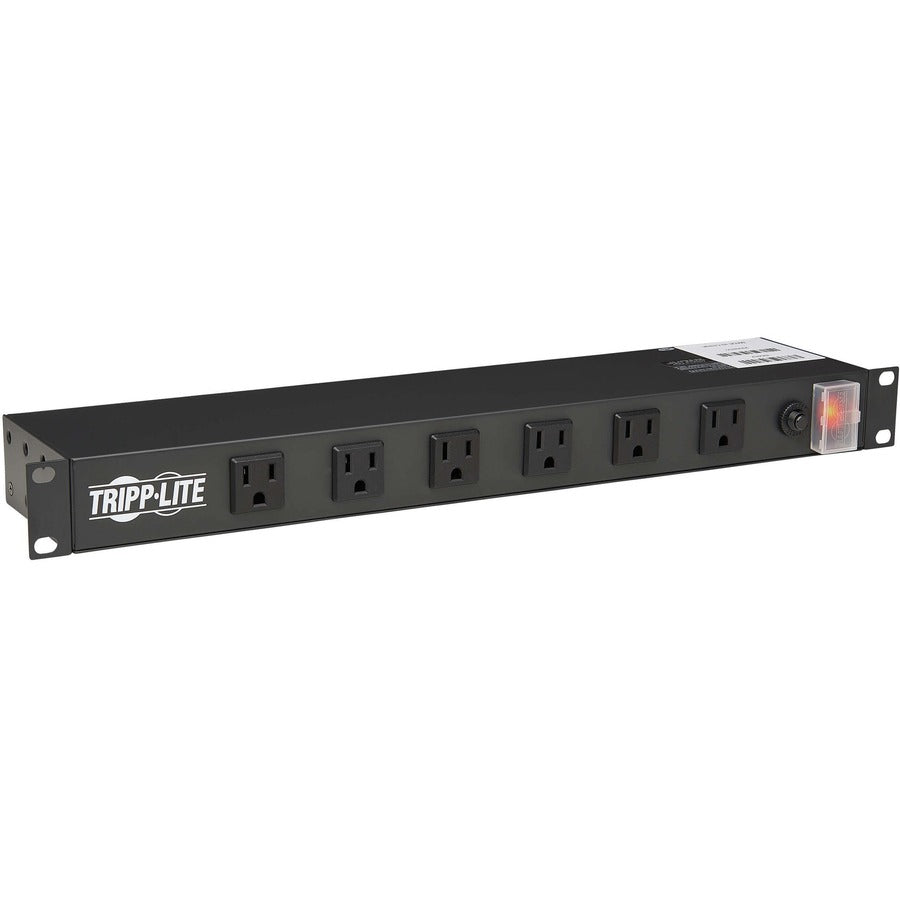 Tripp Lite by Eaton 1U Rack-Mount Power Strip, 120V, 15A, 5-15P, 12 Right-Angle 5-15R Outlets (6 Front-Facing, 6 Rear-Facing), 15 ft. (4.57 m) Cord RS-1215-RA