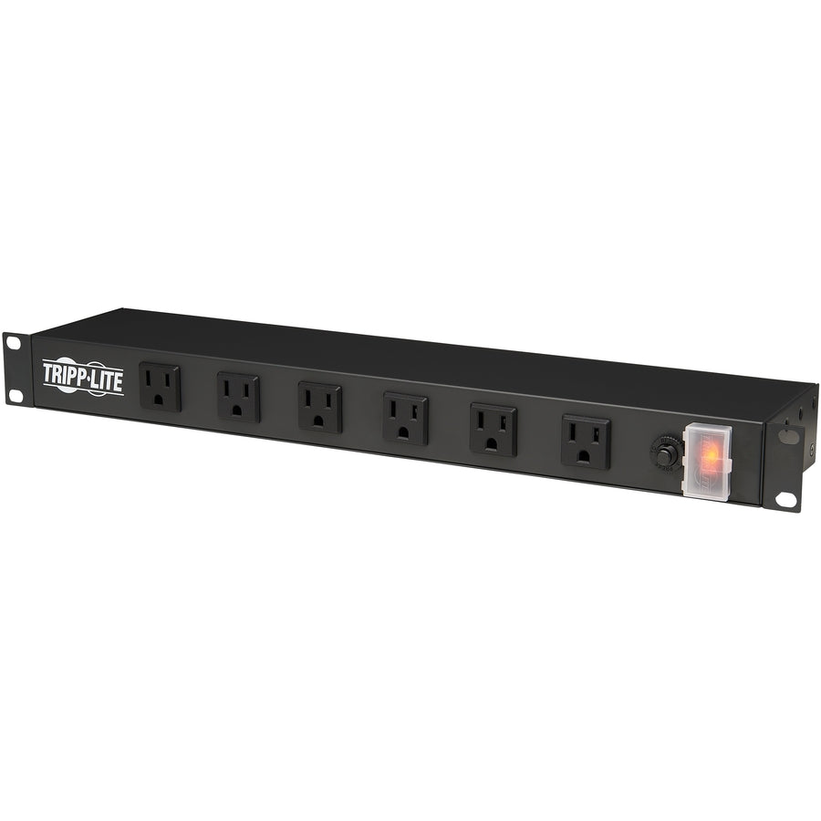 Tripp Lite by Eaton 1U Rack-Mount Power Strip, 120V, 15A, 5-15P, 12 Right-Angle 5-15R Outlets (6 Front-Facing, 6 Rear-Facing), 15 ft. (4.57 m) Cord RS-1215-RA