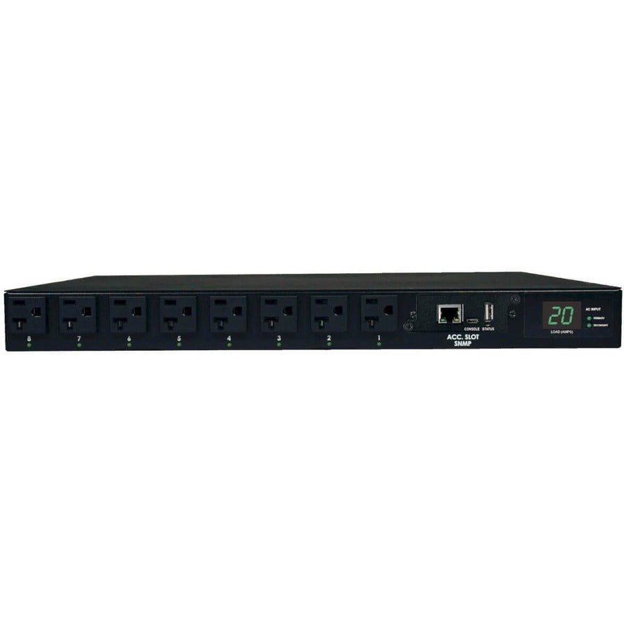 Tripp Lite by Eaton 1.9kW Single-Phase Switched Automatic Transfer Switch PDU, 2 120V L5-20P / 5-20P Inputs, 16 5-15/20R Outputs, 1U, TAA PDUMH20ATNET