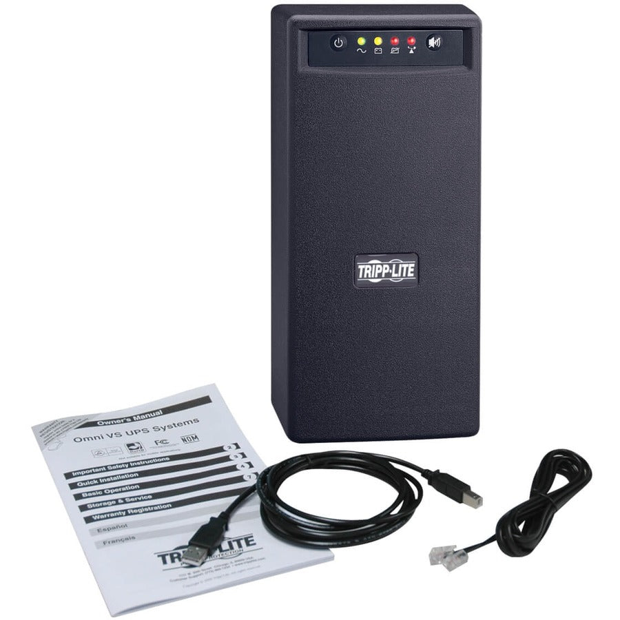 Tripp Lite by Eaton OmniVS 120V 1000VA 500W Line-Interactive UPS, Tower, USB port - Battery Backup OMNIVS1000