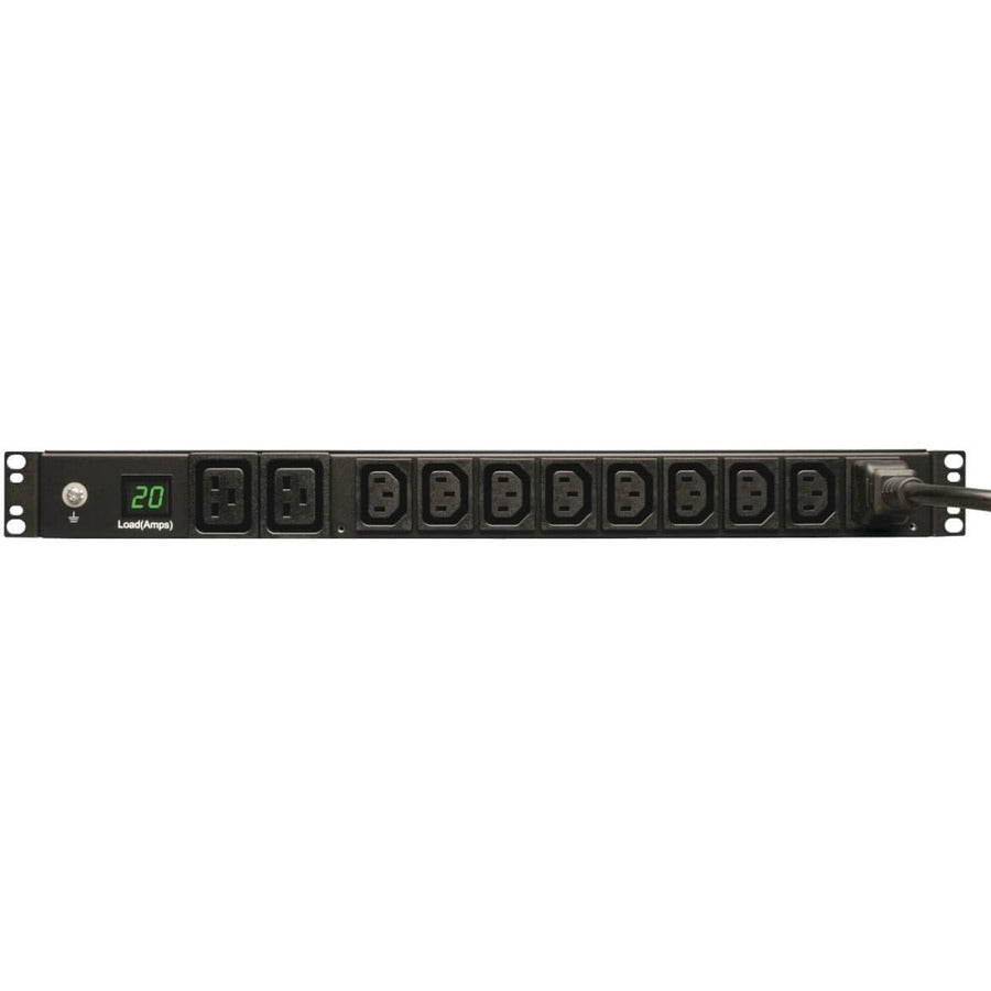 Tripp Lite by Eaton 3.7kW Single-Phase Local Metered PDU, 208/230V (8 C13 & 2 C19), C20 / L6-20P Adapter, 12 ft. (3.66 m) Cord, 1U Rack-Mount, TAA PDUMH20HV