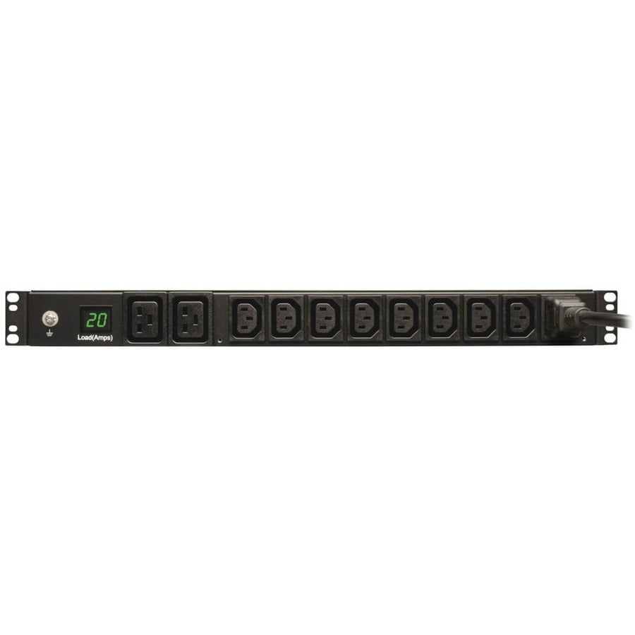 Tripp Lite by Eaton 3.7kW Single-Phase Local Metered PDU, 208/230V (8 C13 & 2 C19), C20 / L6-20P Adapter, 12 ft. (3.66 m) Cord, 1U Rack-Mount, TAA PDUMH20HV