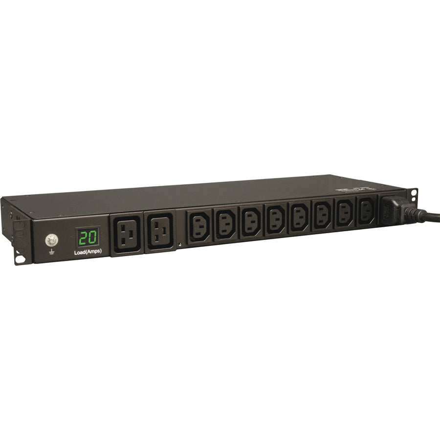 Tripp Lite by Eaton 3.7kW Single-Phase Local Metered PDU, 208/230V (8 C13 & 2 C19), C20 / L6-20P Adapter, 12 ft. (3.66 m) Cord, 1U Rack-Mount, TAA PDUMH20HV