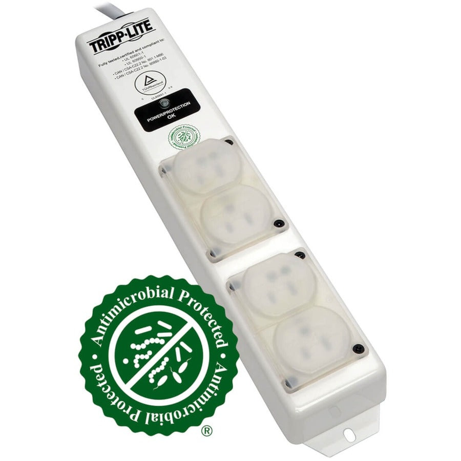 Tripp Lite by Eaton Safe-IT UL 60601-1 Medical-Grade Surge Protector for Patient-Care Vicinity, 4x Hospital-Grade Outlets, 6 ft. Cord, Antimicrobial Protection SPS406HGULTRA