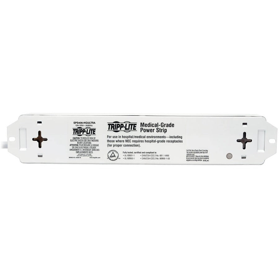 Tripp Lite by Eaton Safe-IT UL 60601-1 Medical-Grade Surge Protector for Patient-Care Vicinity, 4x Hospital-Grade Outlets, 6 ft. Cord, Antimicrobial Protection SPS406HGULTRA