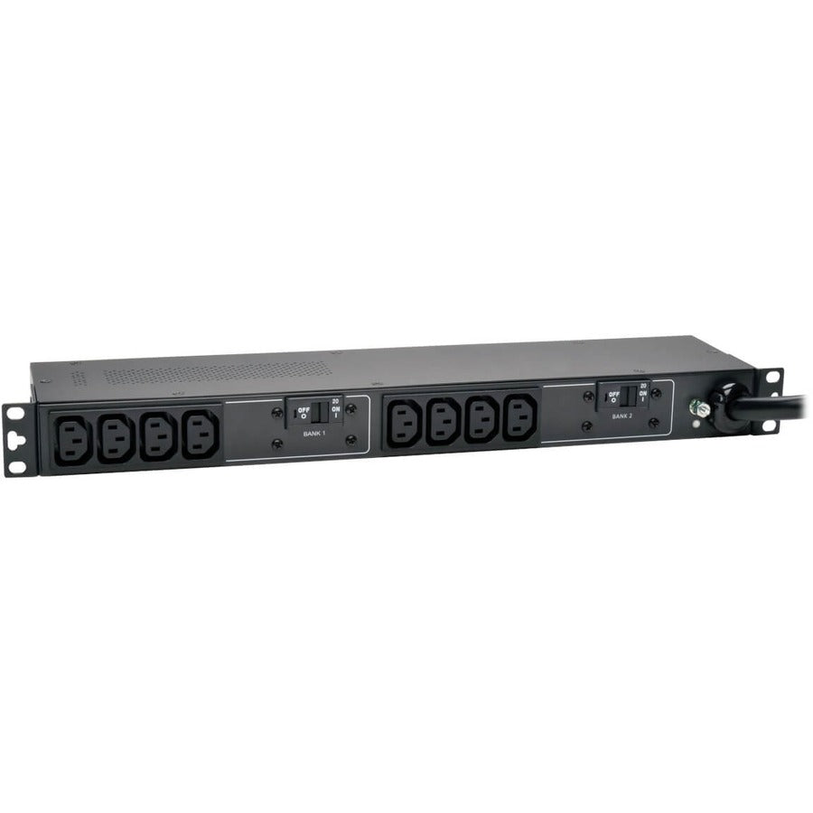 Tripp Lite by Eaton 5.8kW Single-Phase 200-240V Basic PDU, 10 C13 Outlets, NEMA L6-30P Input, 12 ft. (3.66 m) Cord, 1U Rack-Mount PDUH30HV