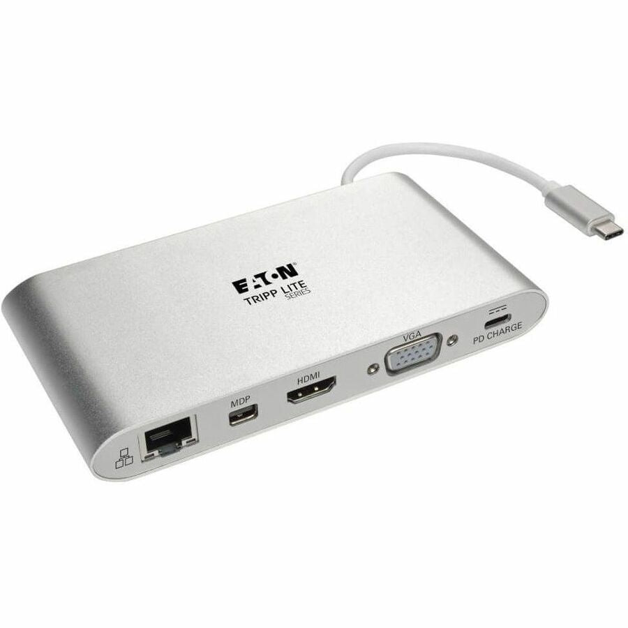 Tripp Lite by Eaton USB-C Dock, Dual Display - 4K HDMI/mDP, VGA, USB 3.x (5Gbps), USB-A/C Hub, GbE, Memory Card, 100W PD Charging U442-DOCK1