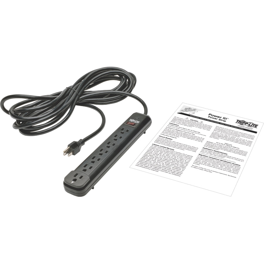 Tripp Lite by Eaton Power It! 7-Outlet Power Strip, 25 ft. (7.62 m) Cord, Black Housing PS725B