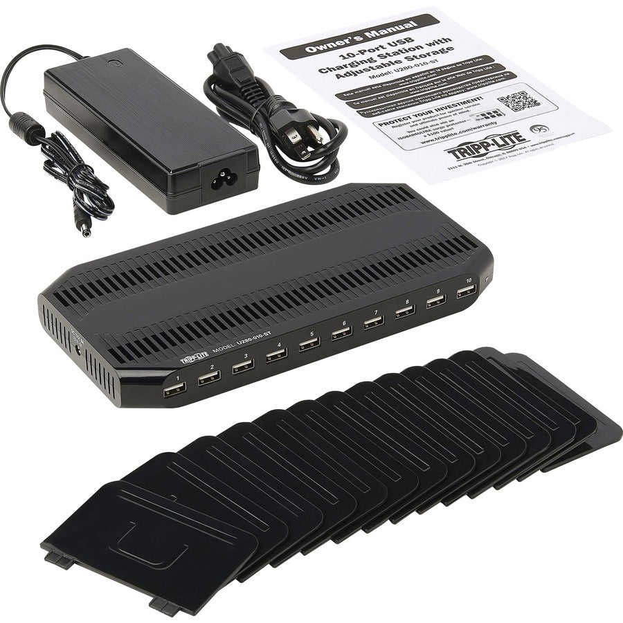 Tripp Lite by Eaton 10-Port USB Charging Station with Adjustable Storage, 12V 8A (96W) USB Charger Output U280-010-ST