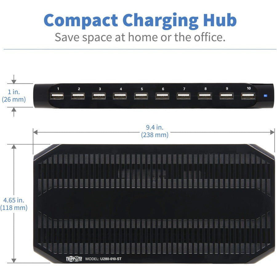 Tripp Lite by Eaton 10-Port USB Charging Station with Adjustable Storage, 12V 8A (96W) USB Charger Output U280-010-ST