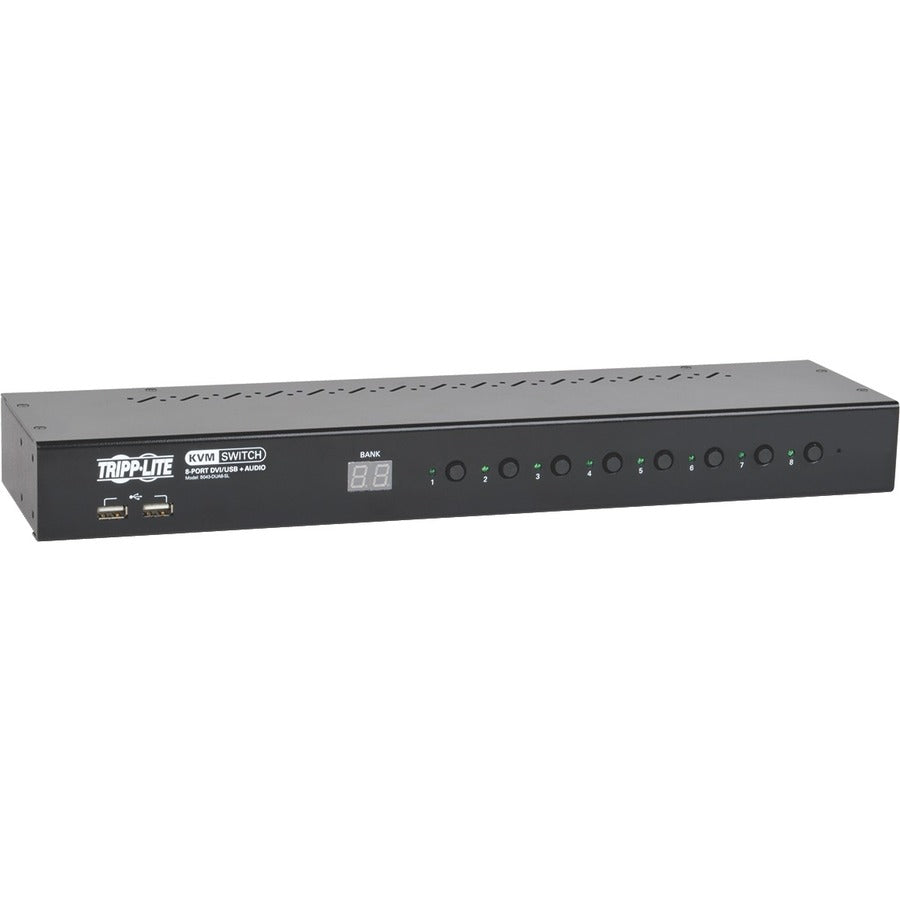 Tripp Lite by Eaton 8-Port 1U Rack-Mount DVI / USB KVM Switch with Audio and 2-port USB Hub B043-DUA8-SL