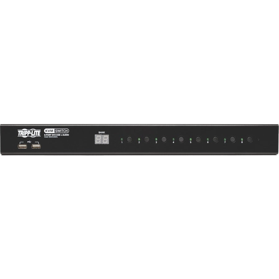 Tripp Lite by Eaton 8-Port 1U Rack-Mount DVI / USB KVM Switch with Audio and 2-port USB Hub B043-DUA8-SL