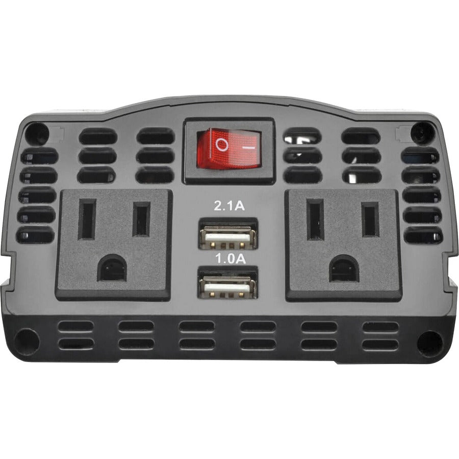 Tripp Lite by Eaton 375W PowerVerter Ultra-Compact Car Inverter with 2 AC Outlets, 2 USB Charging Ports and Battery Cables PV375USB