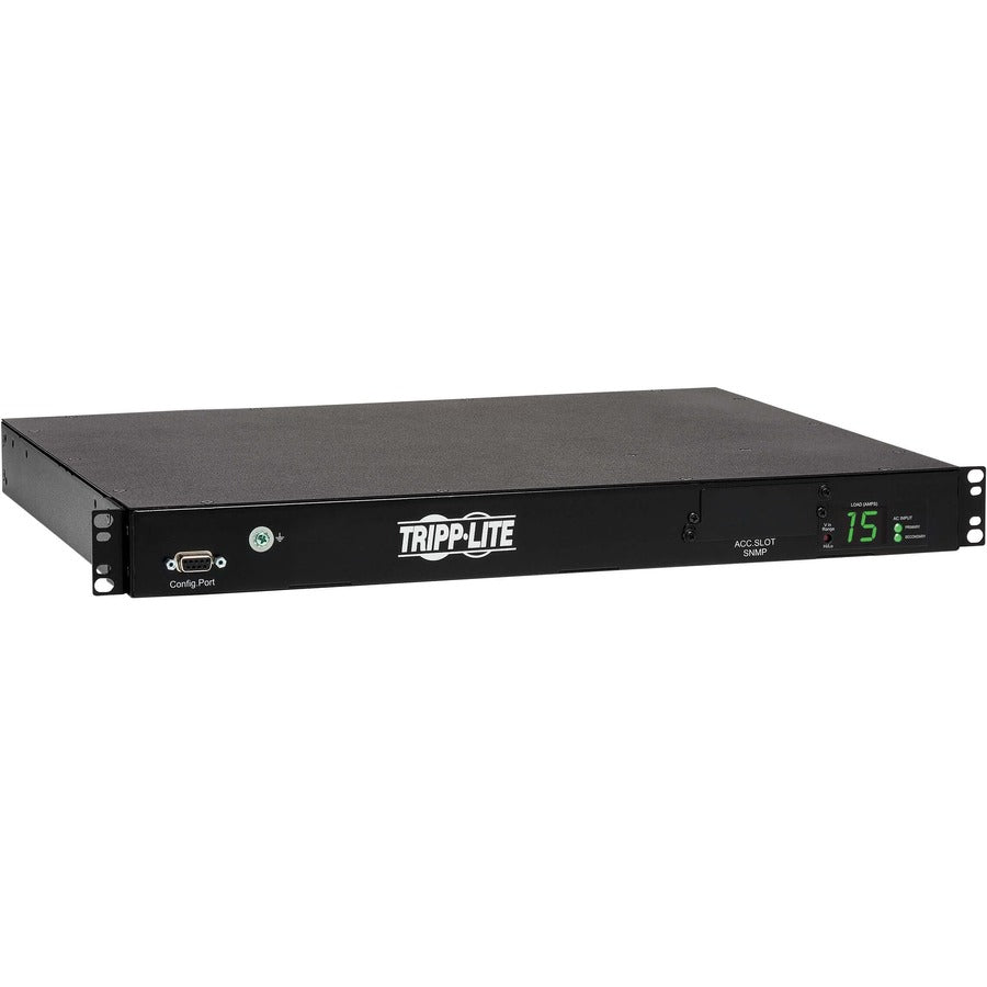 Tripp Lite by Eaton 2.4kW Single-Phase Switched Automatic Transfer Switch PDU, Two 200-240V C14 Inlets, 10 C13 Outputs, 1U, TAA PDUMH15HVATNET