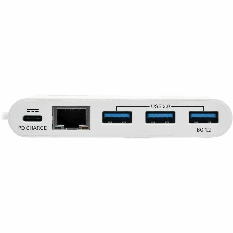 Tripp Lite by Eaton 3-Port USB 3.2 Gen 1 Hub with LAN Port and Power Delivery USB-C to 3x USB-A Ports and Gigabit Ethernet White U460-003-3AG-C
