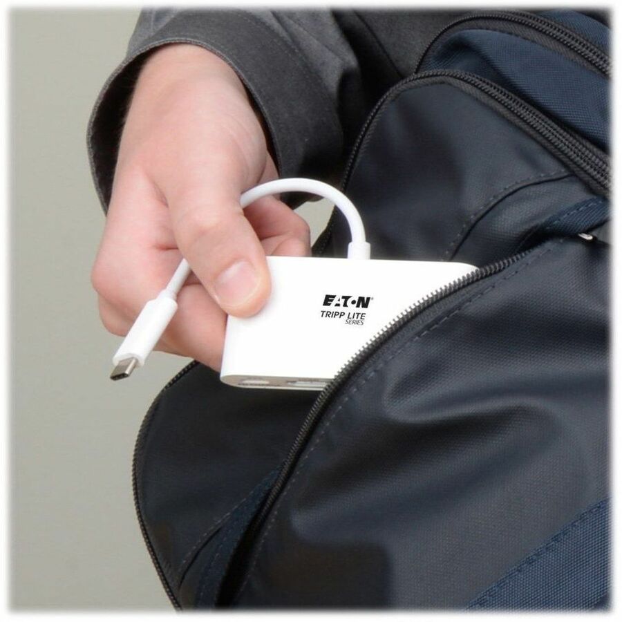 Tripp Lite by Eaton 3-Port USB 3.2 Gen 1 Hub with LAN Port and Power Delivery USB-C to 3x USB-A Ports and Gigabit Ethernet White U460-003-3AG-C