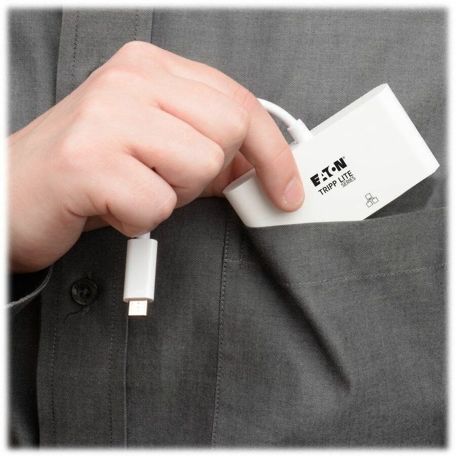 Tripp Lite by Eaton 3-Port USB 3.2 Gen 1 Hub with LAN Port and Power Delivery USB-C to 3x USB-A Ports and Gigabit Ethernet White U460-003-3AG-C