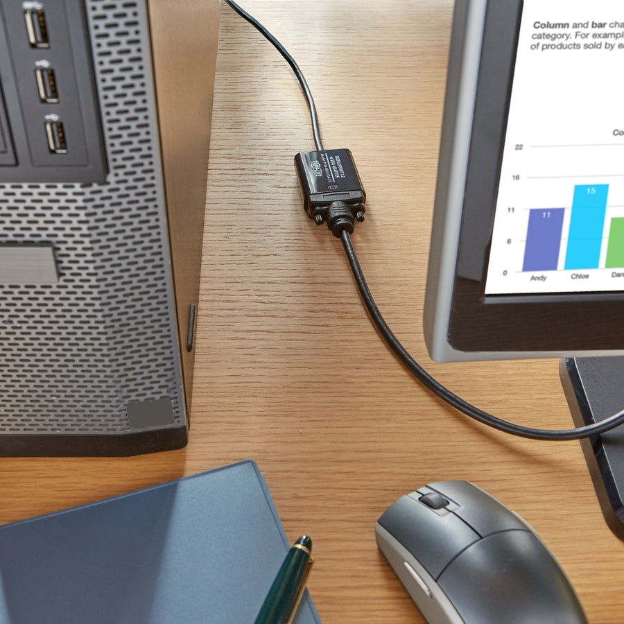 Tripp Lite by Eaton DisplayPort to VGA Active Adapter Video Converter , DP ver 1.2 (M/F), 6-in. (15.24 cm) P134-06N-VGA-V2