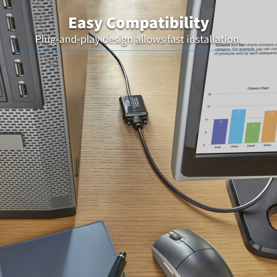 Tripp Lite by Eaton DisplayPort to VGA Active Adapter Video Converter , DP ver 1.2 (M/F), 6-in. (15.24 cm) P134-06N-VGA-V2