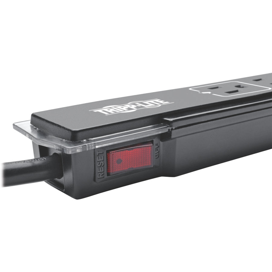 Tripp Lite by Eaton Protect It! 6-Outlet Surge Protector, 6 ft. (1.83 m) Cord, Right-Angle Plug, Side-Mount Switch, 1440 Joules, Tel/Modem Protection, Black Housing TLP606SSTELB