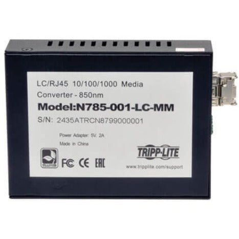Tripp Lite by Eaton 10/100/1000 LC Multimode Fiber to Ethernet Media Converter, 550M, 850nm N785-001-LC-MM