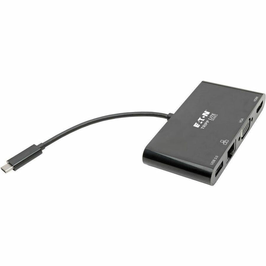 Tripp Lite by Eaton USB C Docking Station Adapter Converter 4K w/ HDMI, VGA, Gigabit Ethernet, USB-A Hub, Black, Thunderbolt 3 Compatible U444-06N-HV4GUB