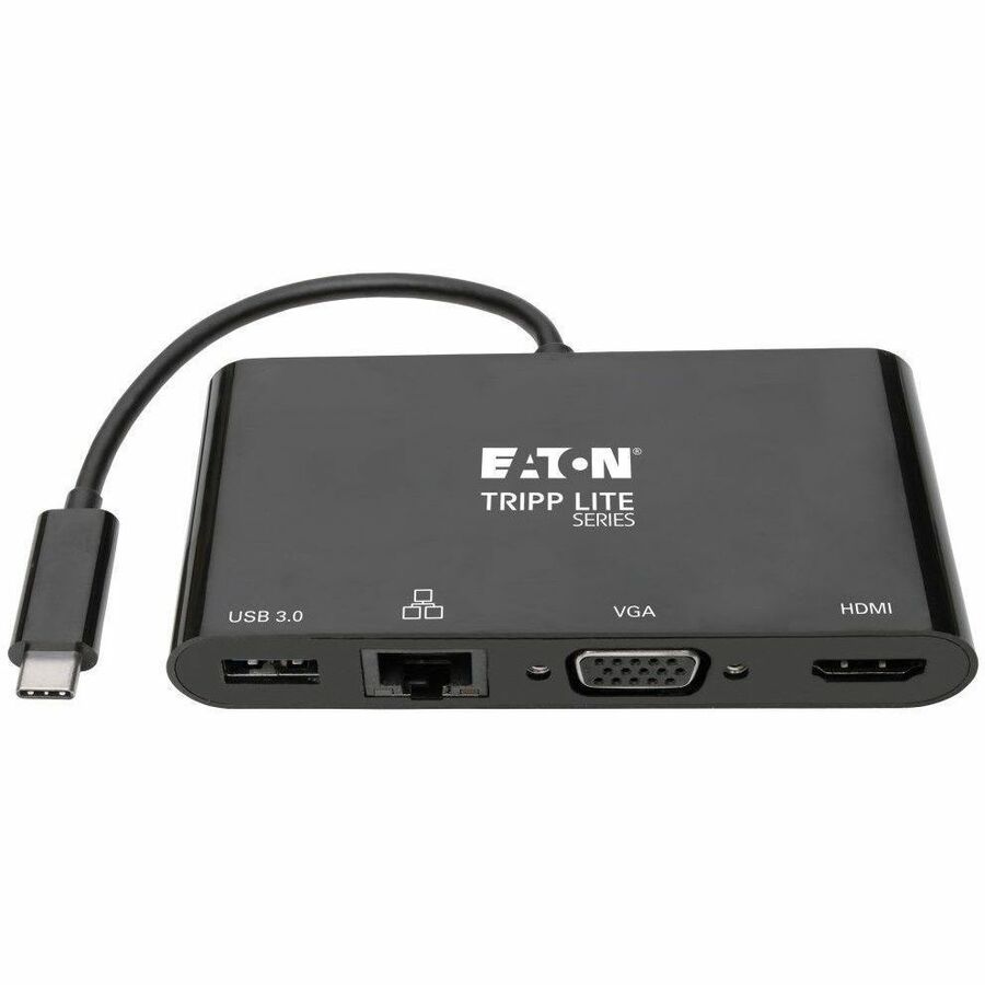 Tripp Lite by Eaton USB C Docking Station Adapter Converter 4K w/ HDMI, VGA, Gigabit Ethernet, USB-A Hub, Black, Thunderbolt 3 Compatible U444-06N-HV4GUB