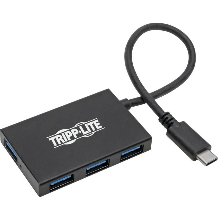 Tripp Lite by Eaton 4-Port USB-C Hub, USB 3.x (5Gbps), 4x USB-A Ports, Aluminum Housing, Black U460-004-4A-AL
