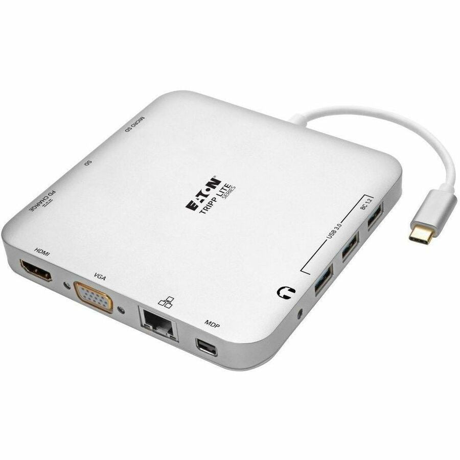 Tripp Lite by Eaton USB-C Dock, Dual Display - 4K HDMI/mDP, VGA, USB 3.x (5Gbps), USB-A/C Hub, GbE, 60W PD Charging U442-DOCK2-S