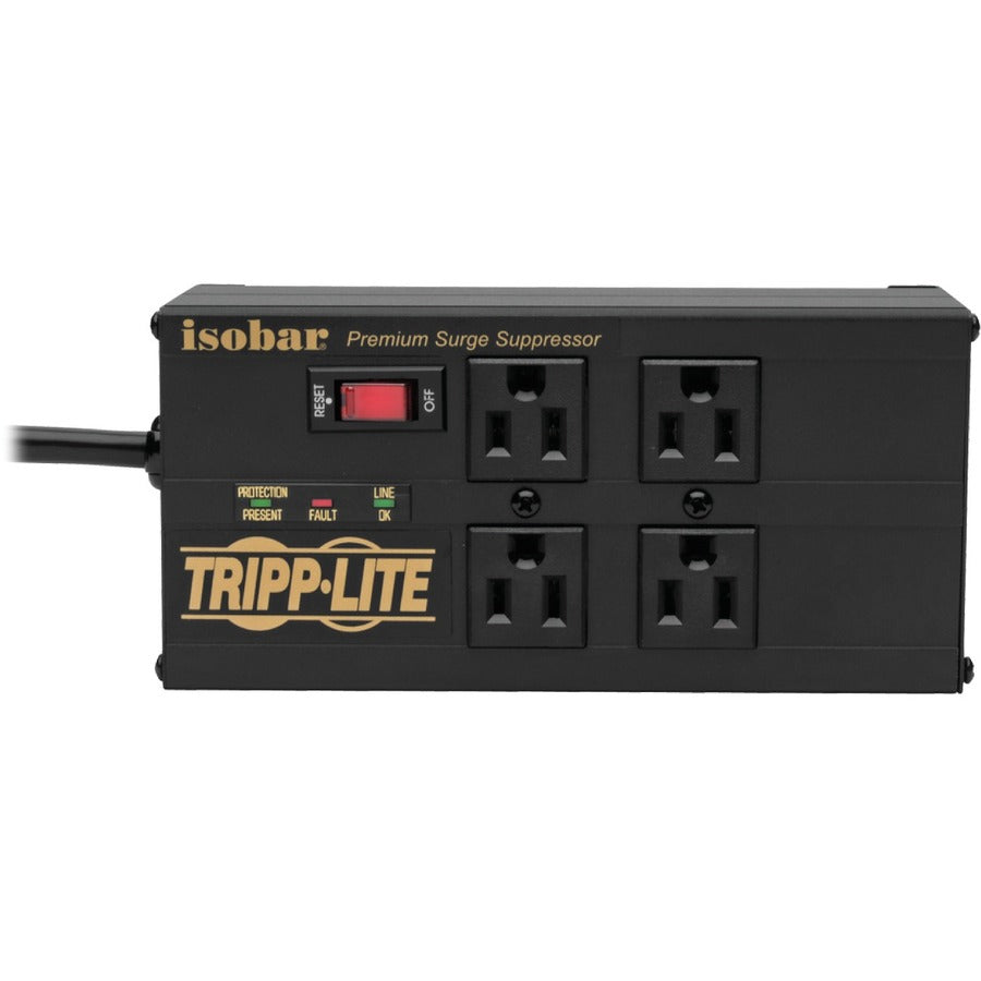 Tripp Lite by Eaton Isobar 4-Outlet Surge Protector, 8 ft. (2.43 m) Cord, Right-Angle Plug, 3330 Joules, 2 USB Ports, Metal Housing IBAR4ULTRAUSBB