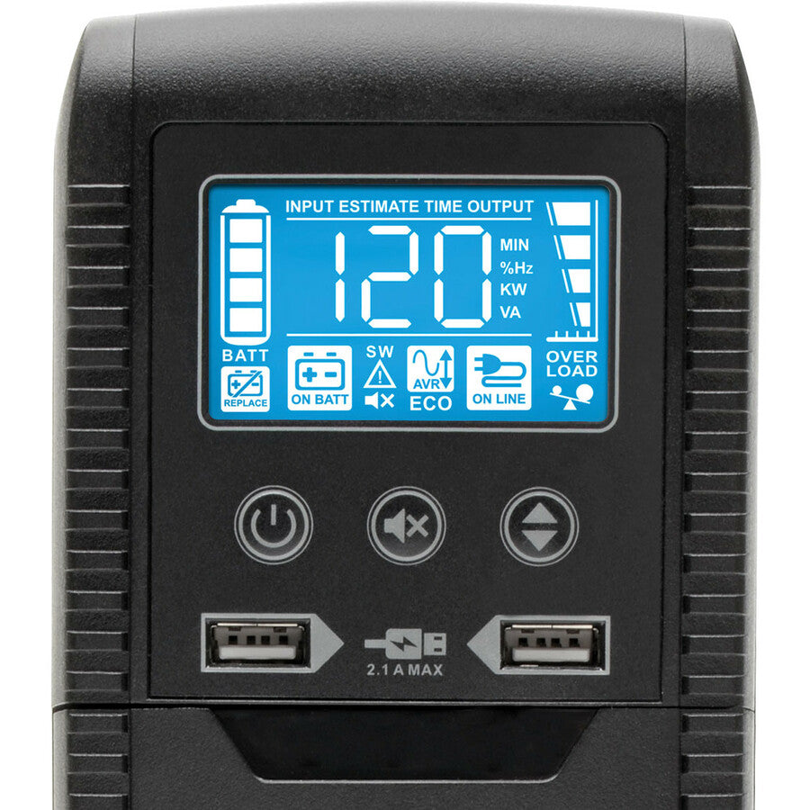 Tripp Lite by Eaton Line Interactive UPS with USB and 10 Outlets - 120V, 1300VA, 720W, 50/60 Hz, AVR, ECO Series, ENERGY STAR V2.0 - Battery Backup ECO1300LCD