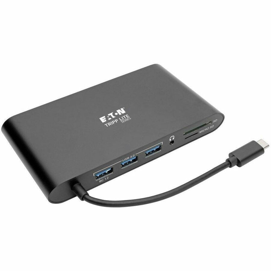 Tripp Lite by Eaton USB-C Dock, Dual Display - 4K HDMI / mDP, VGA, USB 3.x (5Gbps), USB-A/C Hub, GbE, Memory Card, 100W PD Charging U442-DOCK1-B