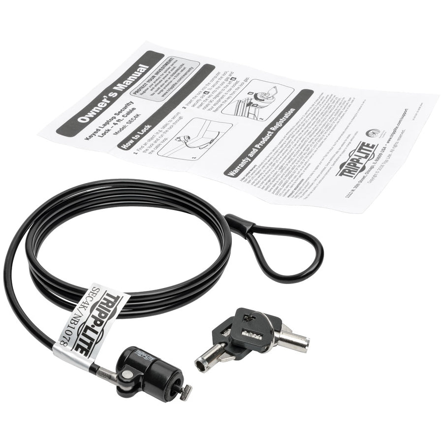 Tripp Lite by Eaton Security Lock for Laptops and Peripherals, Keyed, 4 ft. (1.22 m) Cable SEC4K