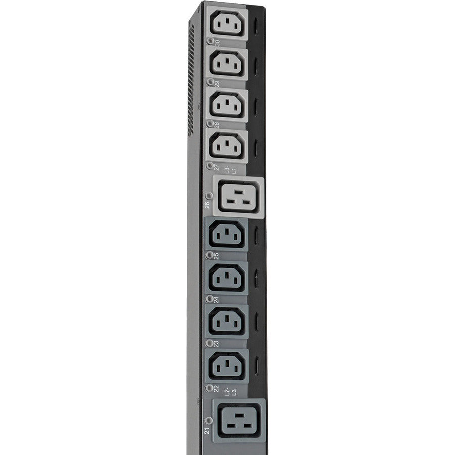 Tripp Lite by Eaton 14.5kW 200-240V 3PH Switched PDU - LX Interface, Gigabit, 30 Outlets, IEC 309 60A Blue Input, LCD, 1.8 m Cord, 0U 1.8 m Height, TAA PDU3EVSR6G60