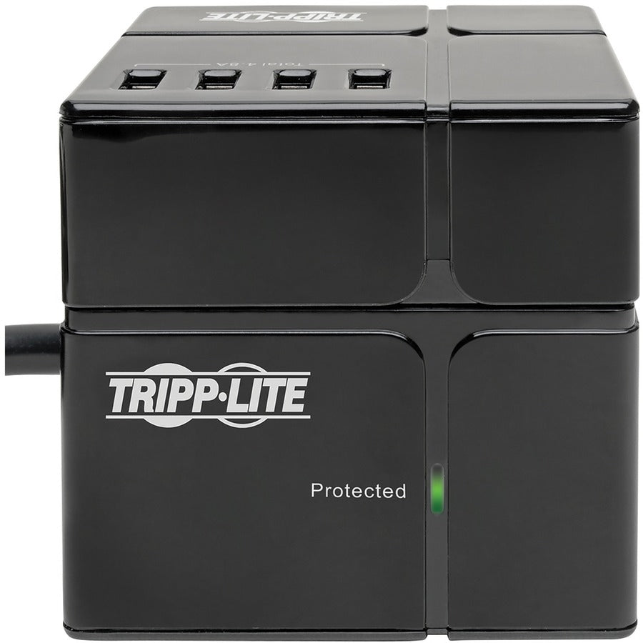 Tripp Lite by Eaton Protect It! 3-Outlet Power Cube Surge Protector - 6 USB-A Ports (7.2A Shared), 6 ft. (1.83 m) Cord, 540 Joules, Black TLP366CUBEUSBB