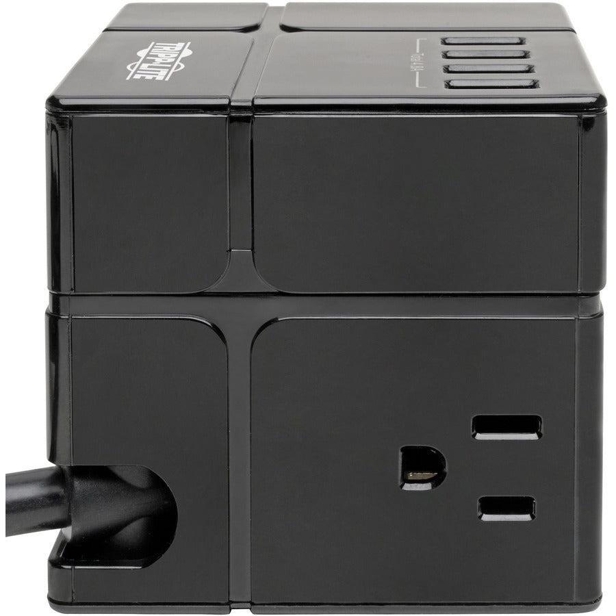 Tripp Lite by Eaton Protect It! 3-Outlet Power Cube Surge Protector - 6 USB-A Ports (7.2A Shared), 6 ft. (1.83 m) Cord, 540 Joules, Black TLP366CUBEUSBB
