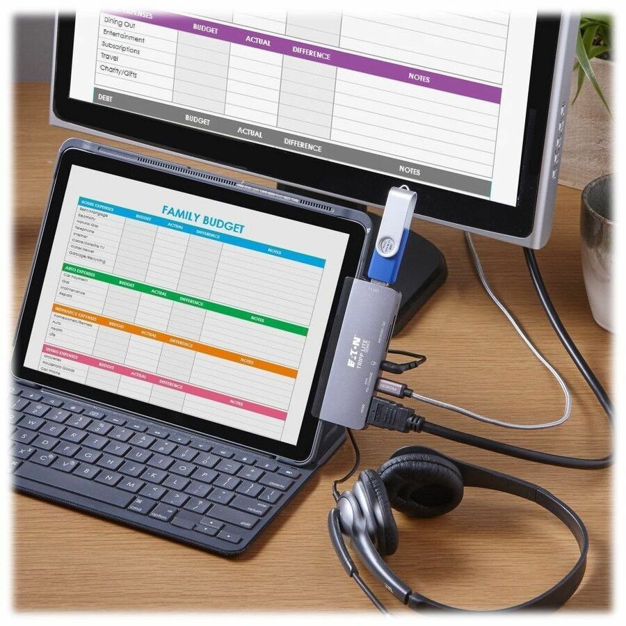 Tripp Lite by Eaton USB-C Dock with Removable Clip - For Laptops and Tablets, 4K HDMI, USB 2.0 Port, 60W PD Charging U442-DOCK15-S