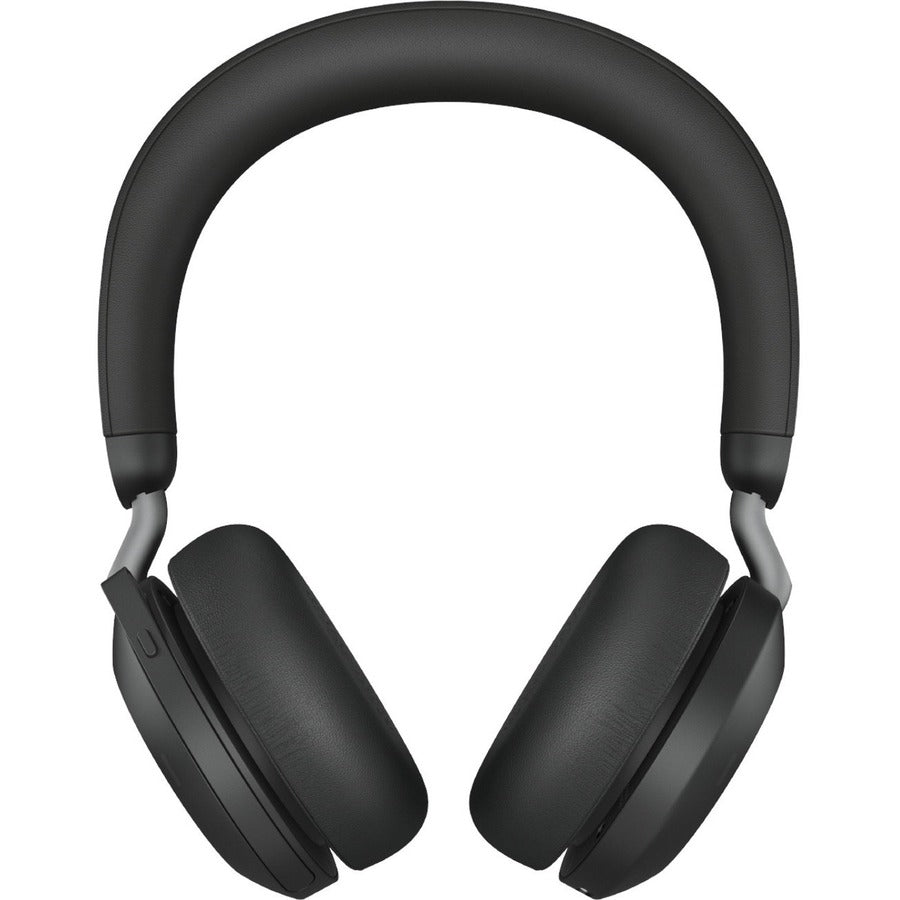 Jabra Evolve2 75 Wireless On-ear Stereo Headset - USB-C - Unified Communication - With Charging Stand - Black - Binaural - Ear-cup - 3000 cm - Bluetooth - 20 Hz to 20 kHz - MEMS Technology Microphone - Noise Cancelling 27599-989-889