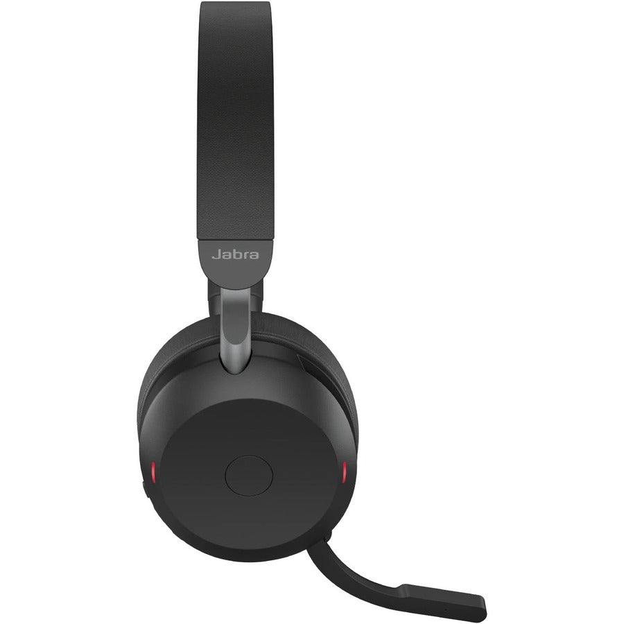 Jabra Evolve2 75 Wireless On-ear Stereo Headset - USB-C - Unified Communication - With Charging Stand - Black - Binaural - Ear-cup - 3000 cm - Bluetooth - 20 Hz to 20 kHz - MEMS Technology Microphone - Noise Cancelling 27599-989-889