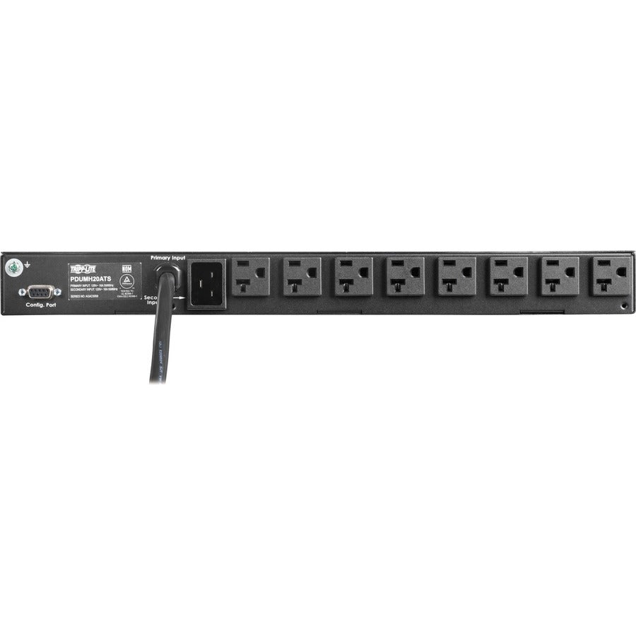 Tripp Lite by Eaton 1.92kW 120V Single-Phase ATS/Local Metered PDU - 16 5-15/20R Outlets, Dual L5-20P/5-20P Inputs, 12 ft. Cords, 1U, TAA PDUMH20ATS