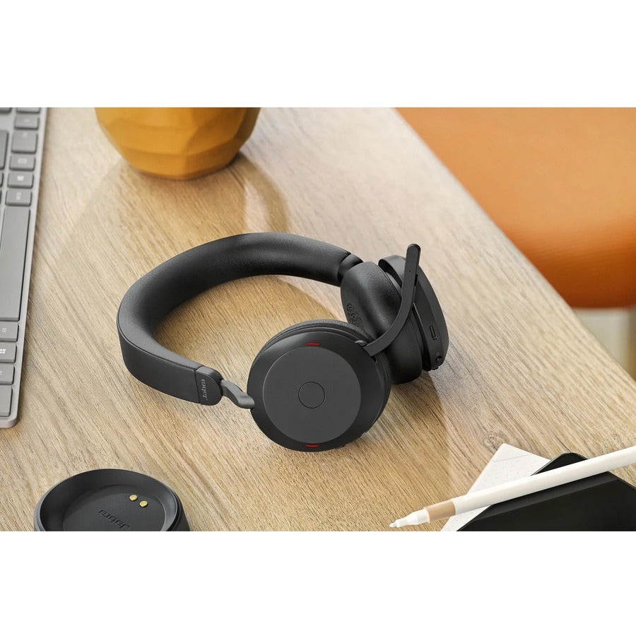 Jabra Evolve2 75 Wireless On-ear Stereo Headset - USB-A - Unified Communication - Black - Binaural - Ear-cup - 3000 cm - Bluetooth - 20 Hz to 20 kHz - MEMS Technology Microphone - Noise Cancelling 27599-989-999