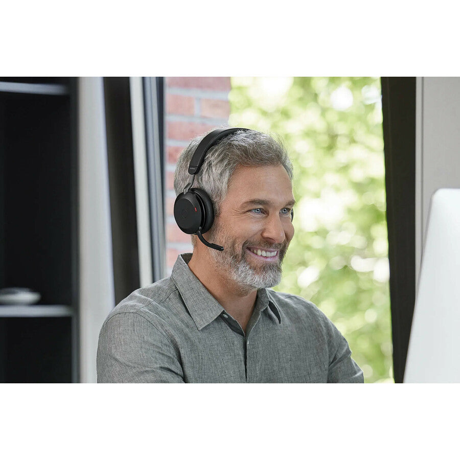 Jabra Evolve2 75 Wireless On-ear Stereo Headset - USB-A - Unified Communication - Black - Binaural - Ear-cup - 3000 cm - Bluetooth - 20 Hz to 20 kHz - MEMS Technology Microphone - Noise Cancelling 27599-989-999