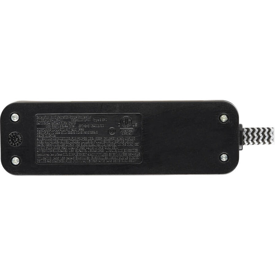 Tripp Lite by Eaton 1-Outlet Surge Protector with 2 USB Ports (2.1A Shared) - 4 ft. Cord, 5-15P Plug, 450 Joules, Black TLP104USB